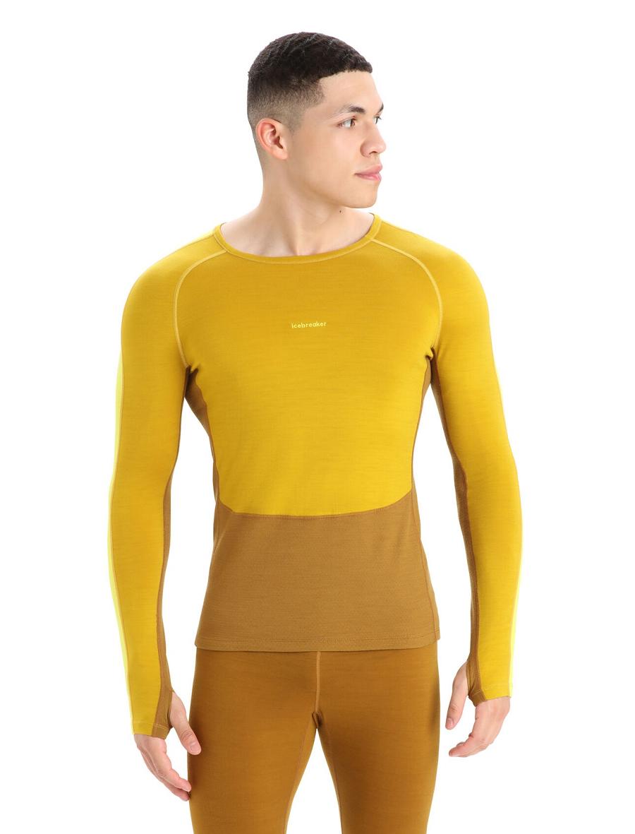 Icebreaker 200 ZoneKnit™ Merino Long Sleeve Crewe Miesten Base Layers Kultaiset | FI 1326HAPK